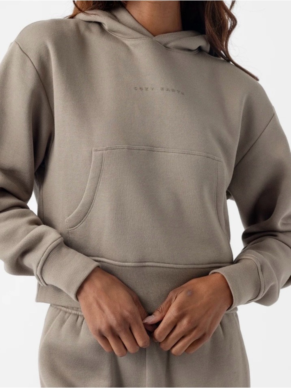 NEW Cozy Earth Women’s CityScape Ebony Cropped Hoodie Size M